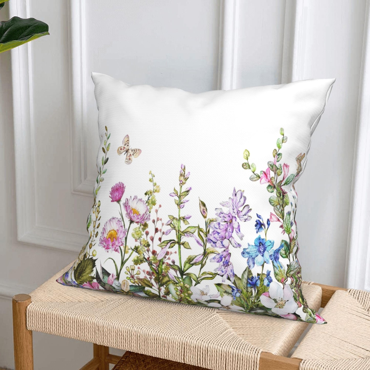 CCOCND Wildflowers Throw Pillow Covers 18x18 Set of 4 Farmhouse Decorative Pillow Covers Floral Outdoor Patio Pillow Cases Cushions Cover for Living Room Couch Sofa Bed Home Decor