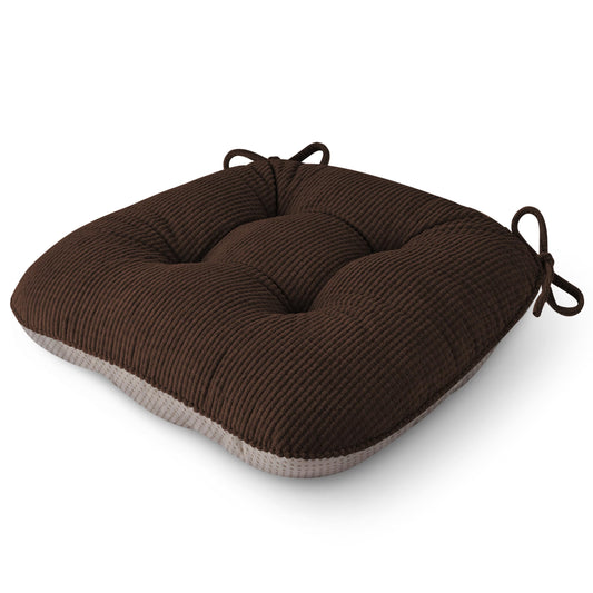 OVOV Chair Cushions for Dining Chairs Set of 1 Non-Slip Kitchen Seat Cushions 18" x 18" x 4" Indoor Seat Pads with Ties Coffee
