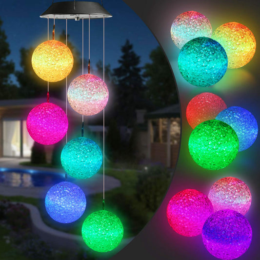 Toodour Solar Wind Chime, Color Changing Ball Wind Chimes, LED Decorative Mobile, Gifts for Mom Grandma, Waterproof Outdoor Solar Lights for Garden, Patio, Party, Yard, Window, Outdoor Decor