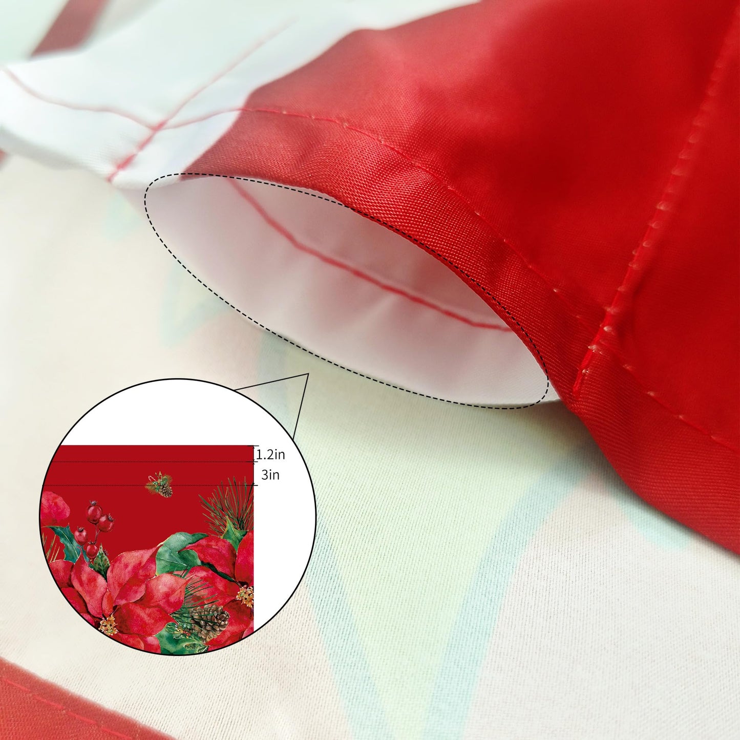 Cuteiush Christmas Poinsettia Curtain Valances Set of 3 Panels,Red,White&Green Rod Pocket,Festive Decor for Kitchen Bedroom, Bathroom,Laundry,52x18 Inch + 2x36x26 Inch