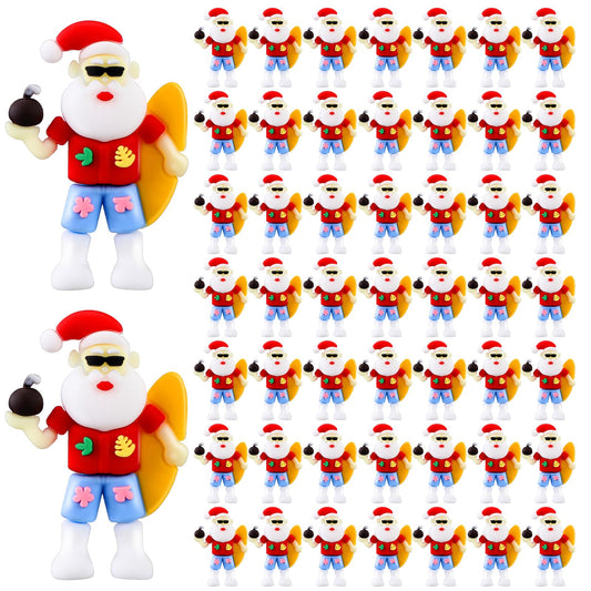 Halloscume 50 Pcs Mini Christmas Figurines Tiny Santa Claus Figurines to Hide and Seek Miniature Christmas Decorations Small Figurines Ornaments for Xmas Holidays Favors Supplies