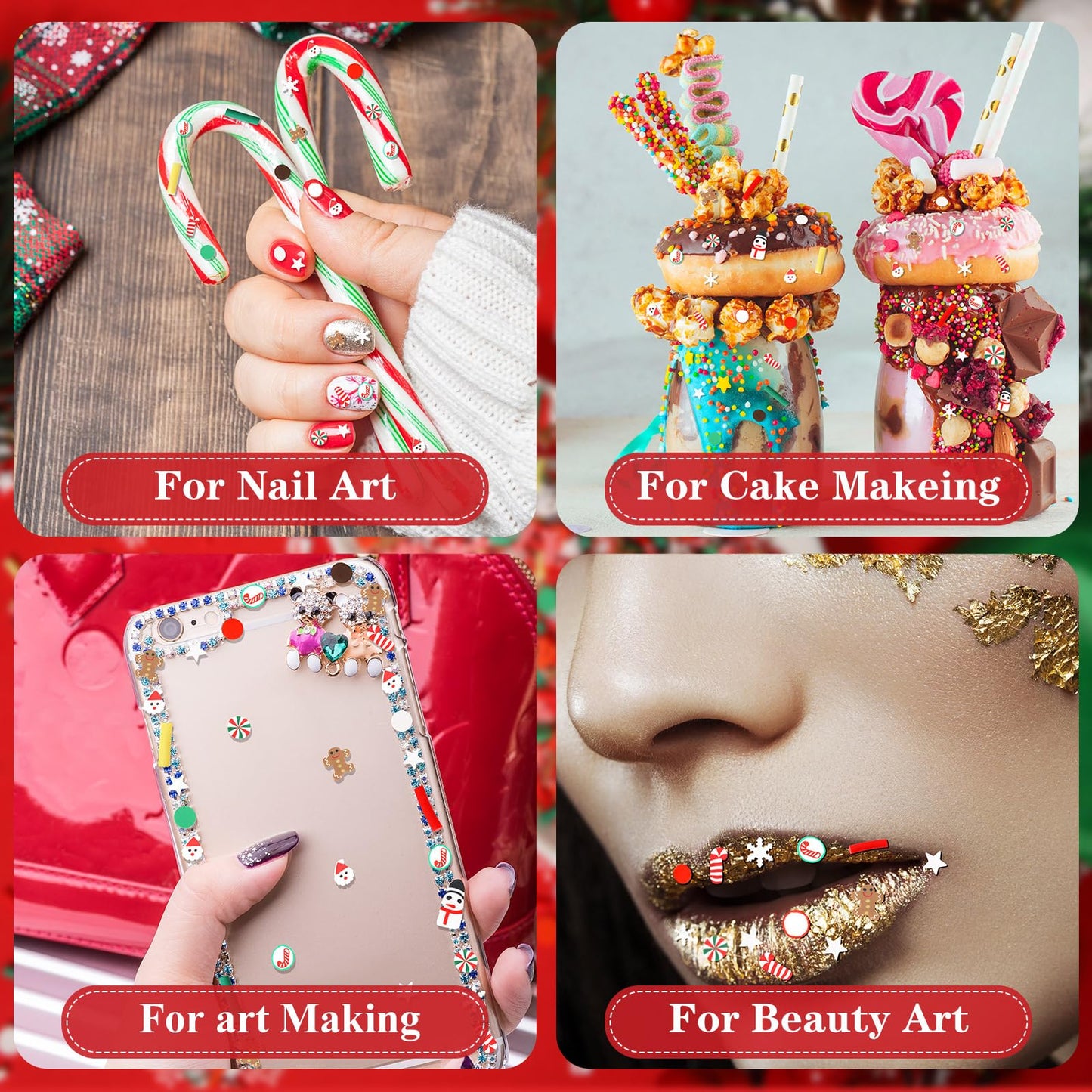 BBTO 250 Grams Christmas Fake Chocolate Candy Sprinkles Tiny Polymer Clay Embellishments Xmas Polymer Slices Soft Clay DIY Decoration for Resin Nail Scrapbook Charm DIY Art Crafts Making Supply