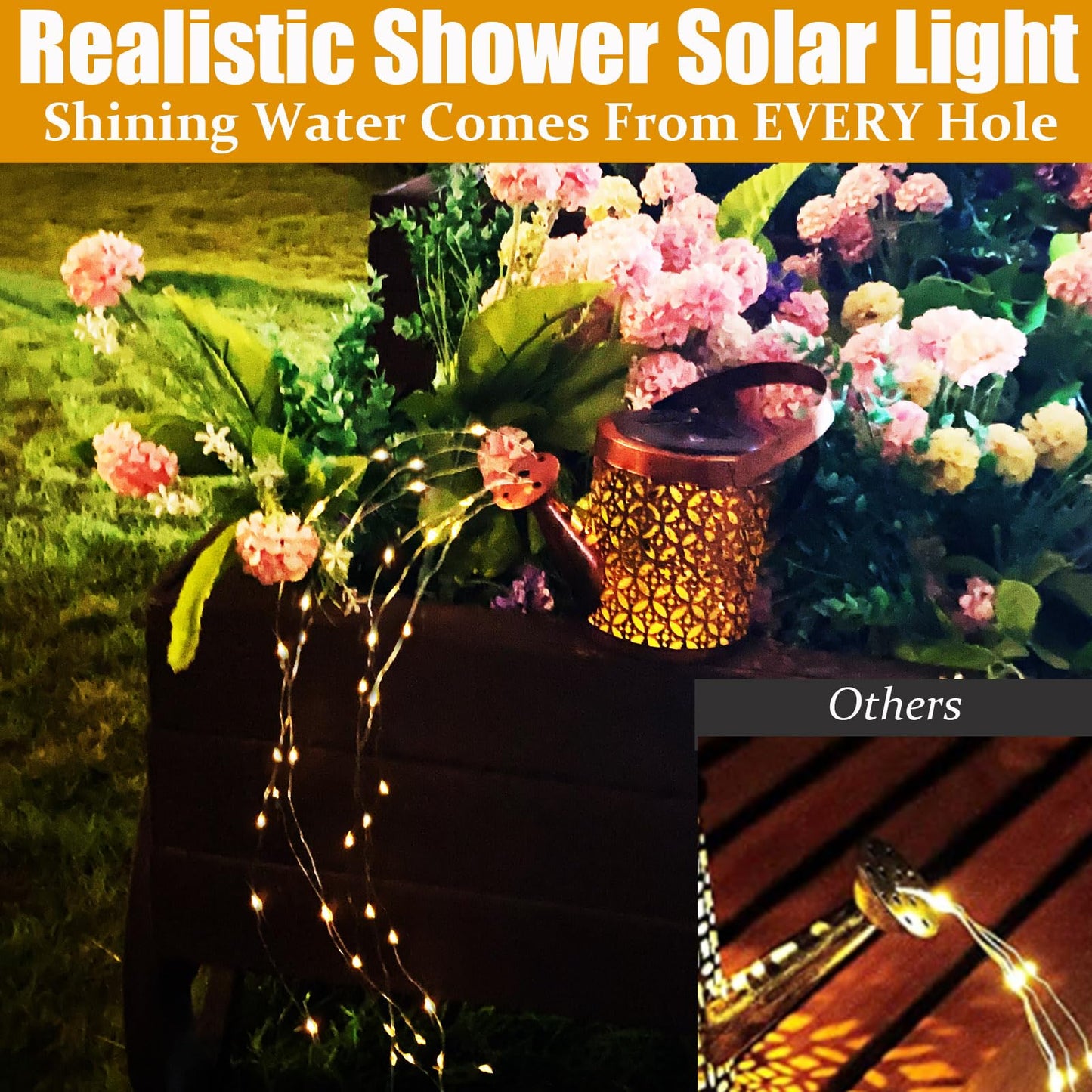 Solar Lanterns Outdoor Waterproof,Metal Watering Can Garden Decor Ornaments,Yard Art Hanging Path Lights,Outside Patio Decorations,Gardening Birthday Gifts for Mom Grandma Women,with Hook, Large