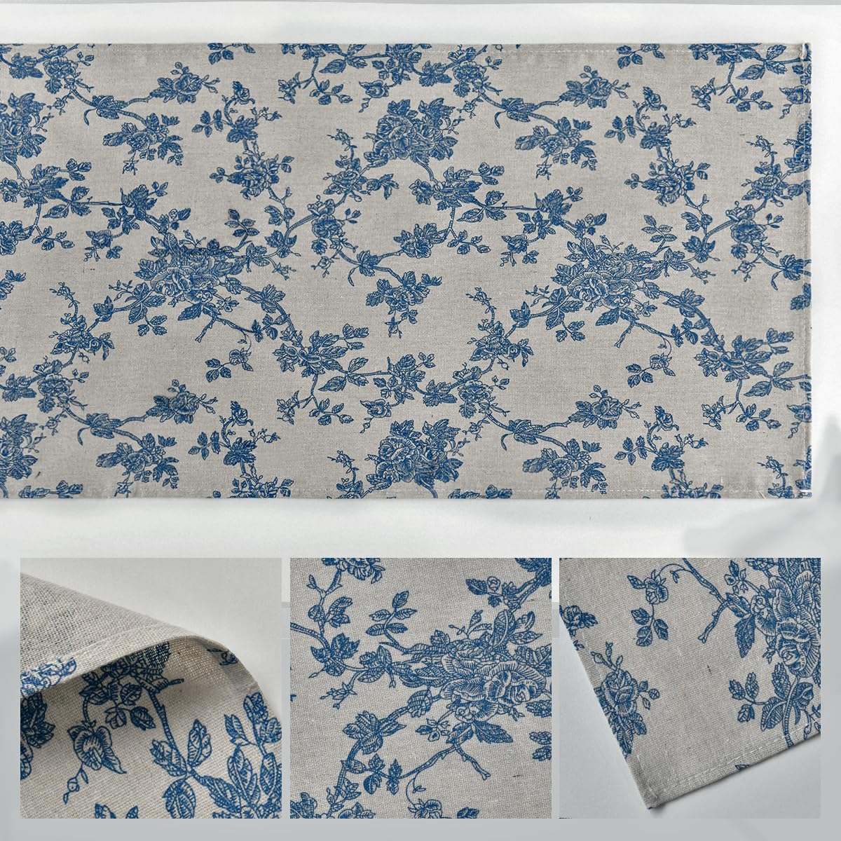 Artoid Mode Monochrome Sketch Branch Toile Textures Chinoiserie Cotton Dark Grey Table Runner, Seasonal Spring Summer Kitchen Dining Table Decoration for Home Party Decor 13x48 Inch