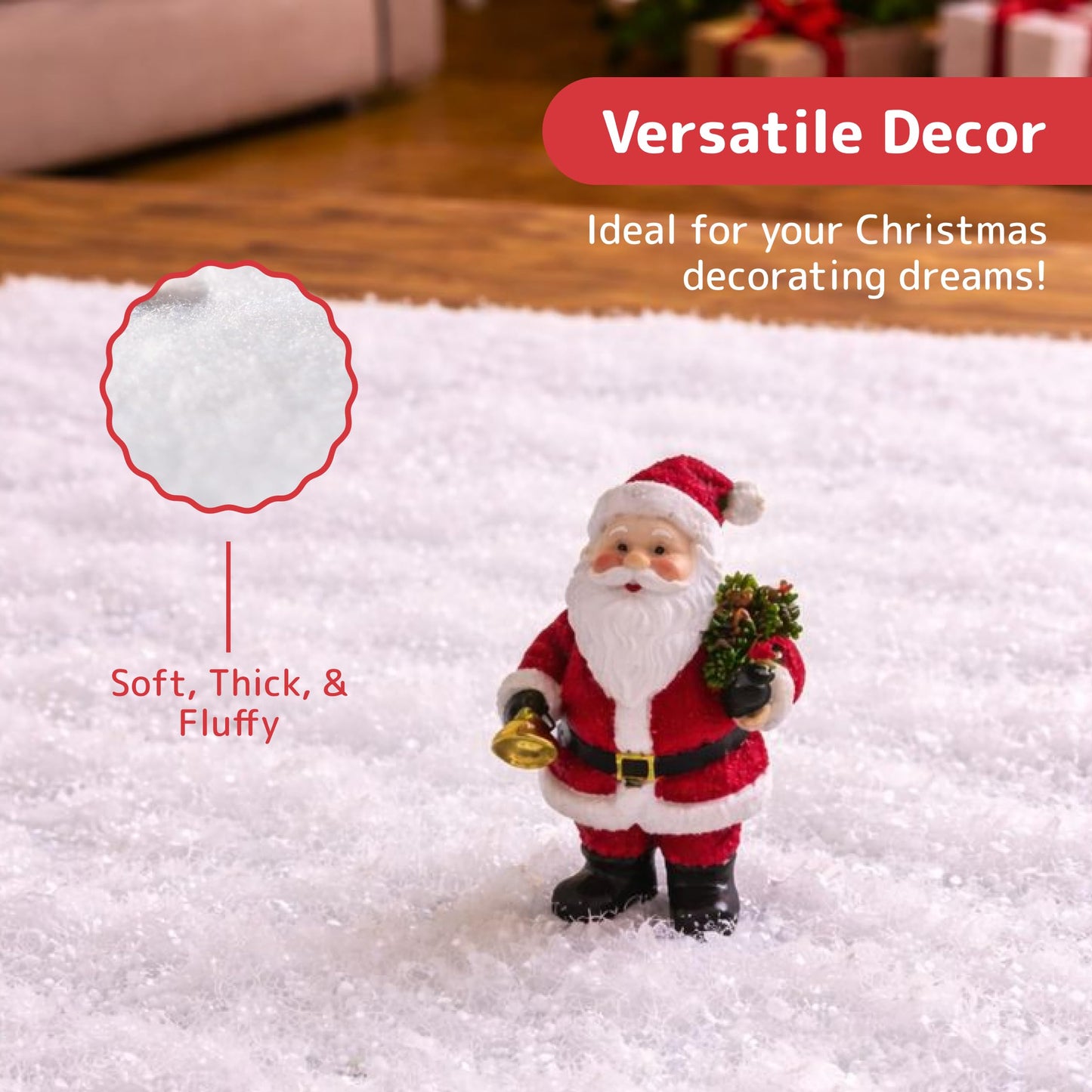 PREXTEX Artificial Snow Roll - Large Fluff for Christmas Village Displays, 94"x31" Tabletop Décor, and Winter Wonderland Party Scenes - Thick White Blanket for Holiday Backdrops and Festive Decoration
