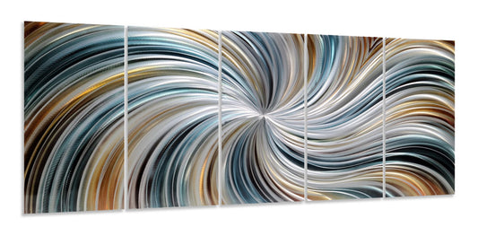 Yihui Arts Large Hand-Crafted 3D Aluminum Metal Wall Art - Abstract Sun Artwork with Soft Color for Living Room, Bedroom Over Bed Decor