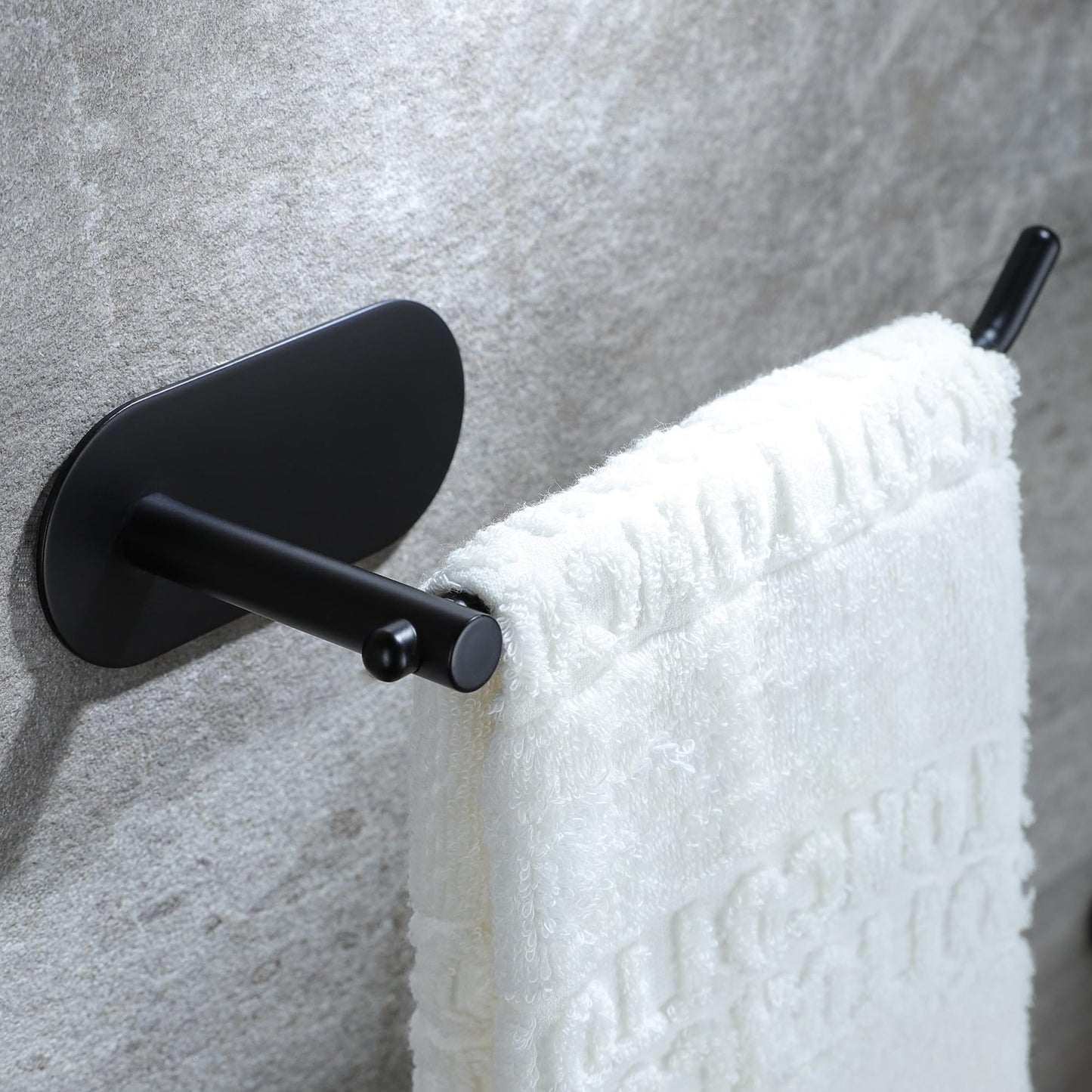 SUNTECH Hand Towel Holder - Black Towel Ring for Bathroom, Adhesive Towel Bar for Organizing Towels, 6 3/10 Inch Hand Towel Rack, Stainless Steel