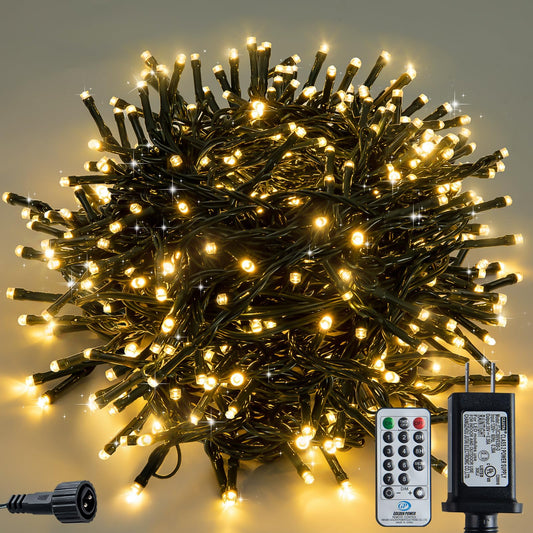 Clownya Christmas Lights 100ft 300 LEDs, 8 Modes, Warm White, Indoor Outdoor Plug-in Fairy Lights for Christmas Tree, Bedroom, Classroom Decor Outdoor Decor,Christmas Decorations (Warm Color, 100FT)