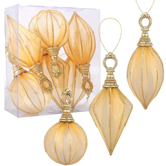 Christmas Ball Ornaments, 6pc Set Gold Rugby,Round Ball, Diamond Pendant Christmas Decorations Hanging,Suitable for Gifting Xmas Tree Decorations Wedding Party Holiday