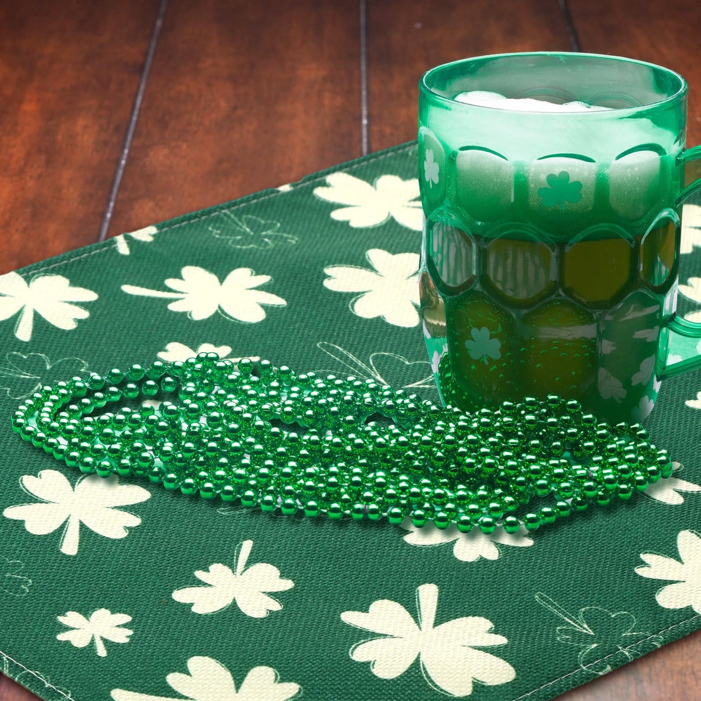 SmoothNovelty 12 Pcs Easter Rabbit Placemat St. Patrick's Day Shamrock Clover Placemats Red Heart Place Mat 18 x 12 Inch Burlap Washable Table Mats for Kitchen Dining Wedding Party(Fresh)