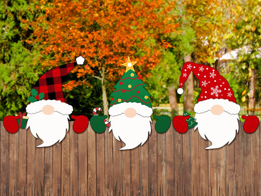 Weysat 3 Pcs Christmas Gnome Fence Peeker Decoration Outdoor Peeking Garden Yard Decorations DIY Cute Fence Sign for Winter Christmas Outdoor Garden Yard Patio Holiday Door Decor
