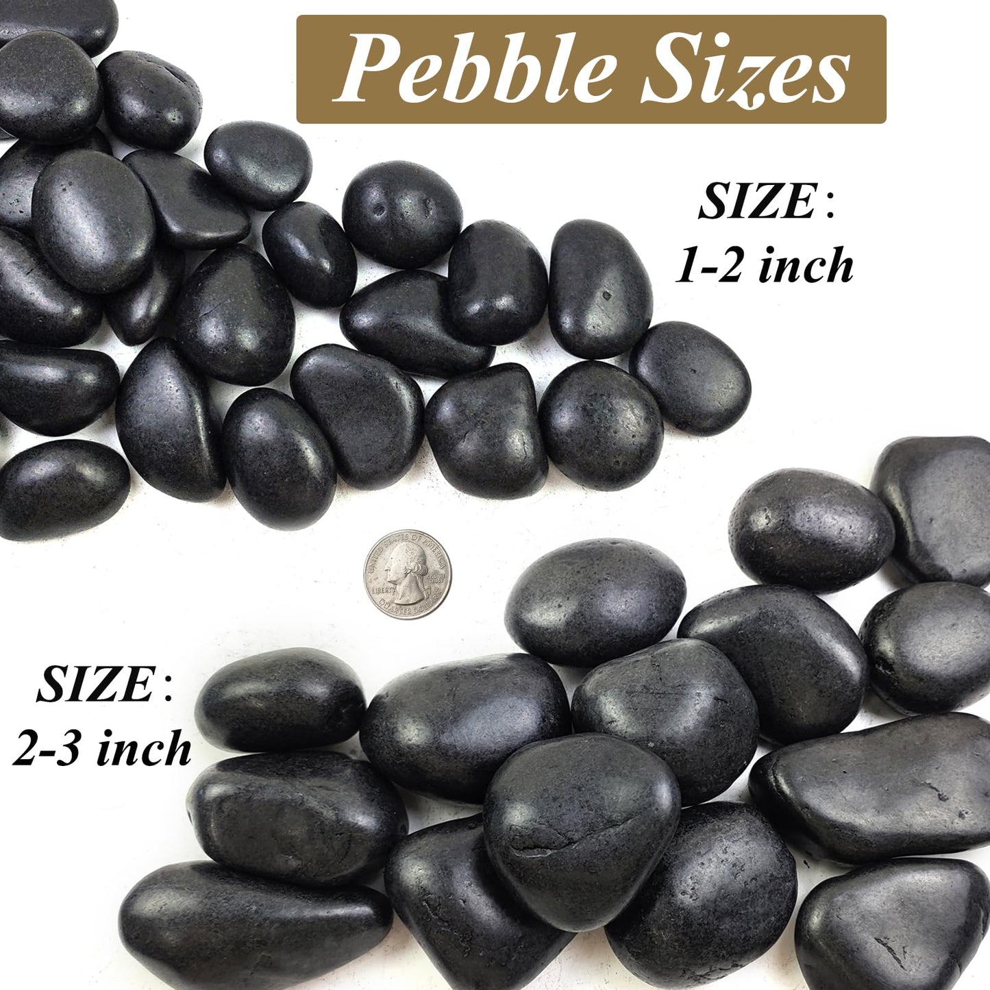FANTIAN 5 Pounds Black Natural Decorative River Pebbles – 2-3 Inch Black Polished Decorative Pebbles for Garden Landscaping, Home Décor, Outdoor Paving River Rocks, Rocks for Painting