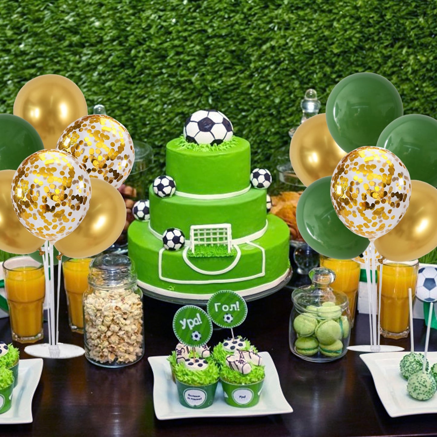 TONIFUL Sage Green and Gold Balloon Centerpieces for Table,Balloon Stand Centerpiece Table Decorations for Birthday,Baby Shower,St. Patrick's Day,Easter,Christmas,Woodland Party Decorations (4 Set)