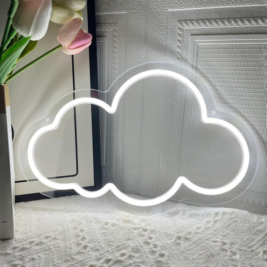 Cloud Neon Sign Cute White Clouds LED Light Sign for Wall,13 * 7.9IN Dimmable USB Floating Clouds Light Up Sign for Living Room Kid Bedroom Nursery Birthday Christmas Wedding Party decor