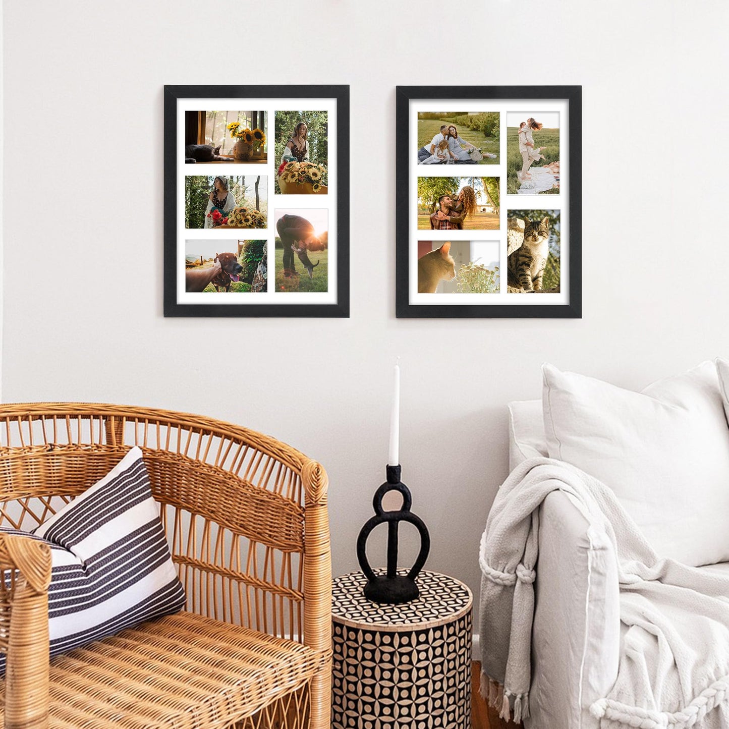 DUENPY 11x14 Collage Picture Frame, 4x6 Collage Picture Frame, Displays Five 4x6 inch Photos, or 11x14 (Without Mat) Wall Decor Wall Hanging or Tabletop, Black.