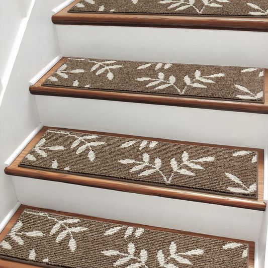 TANVILL Stair Treads for Wooden Steps Non Slip Stair Carpet, 4 Pack Stair Runners Indoor Stair Rugs for Elders and Pets Reusable Staircase Step Treads Covers, 30x8 Inches, Brown