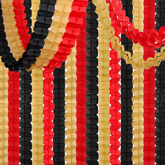 Red-Black Gold Party-Decorations Streamers Garland - 12pcs Casino-Theme Graduation 2026 4-Leaf Clover Paper Streamer,Game Night Wedding Birthday Baby Bridal Shower Banners Decor Ouruola