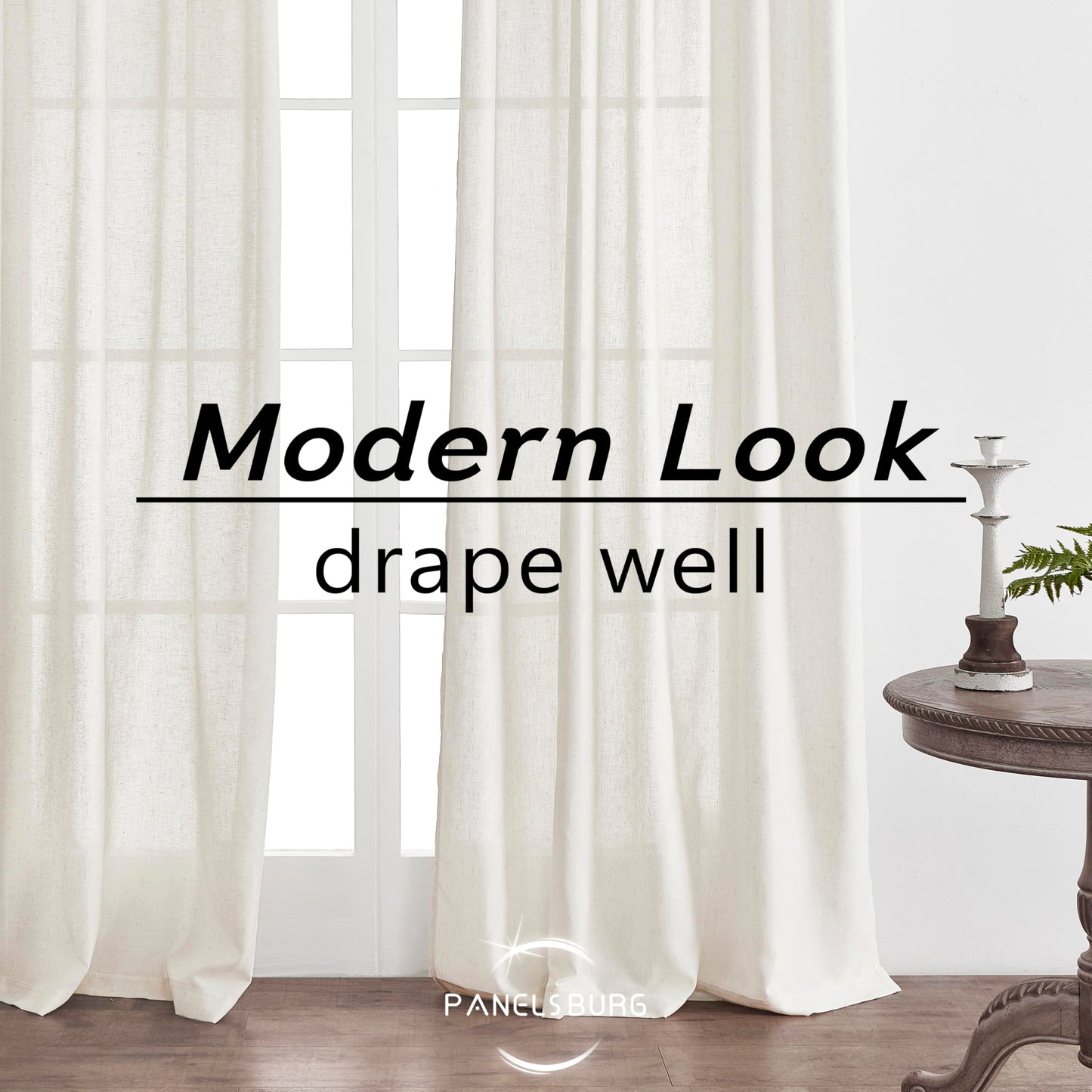Undyed Natural Linen Cotton Blend Gauze Curtains, Soft Lightweight Light Filtering Semi-Sheer Panels for Living Room Bedroom, 84 Inch Length, 2 Panel Set