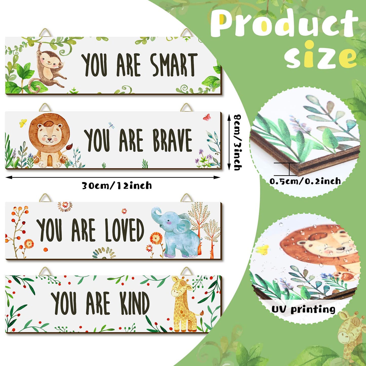 Chunful 4 Pieces Baby Nursery Decor Unframed Wall Art Bedroom Decor Motivational Inspirational Girls Room Adorable Wall Decoration with Inspirational Quotes for Boys Girls(Woodland Animal)