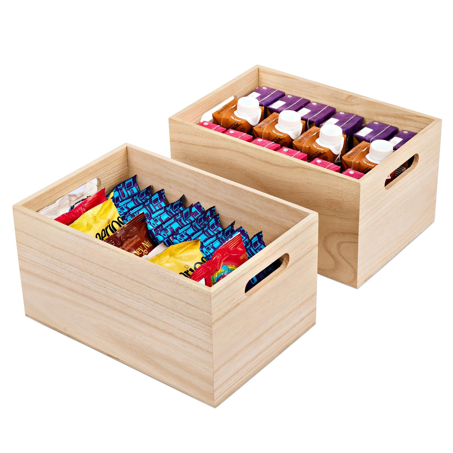 Sorbus Unfinished Wood Crates - Organizer Bins, Wooden Box for Pantry Organizer Storage, Closet, Arts & Crafts, Cabinet Organizers, Containers for Organizing (2 Pack)