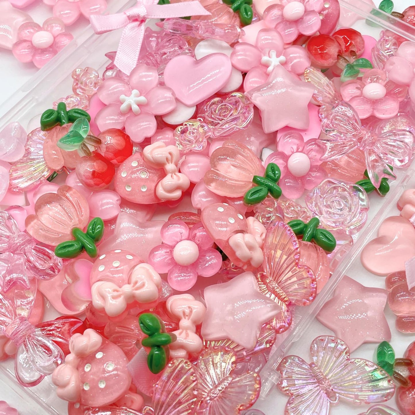 CasaPopz 60 Pcs Kawaii Charms Bulk Kit, Flatback Resin Charms for Crafts, Mini Acrylic Decoden Embellishments for Phone Case Decorating, Junk Case DIY Kit, Slime Scrapbooking Decoration