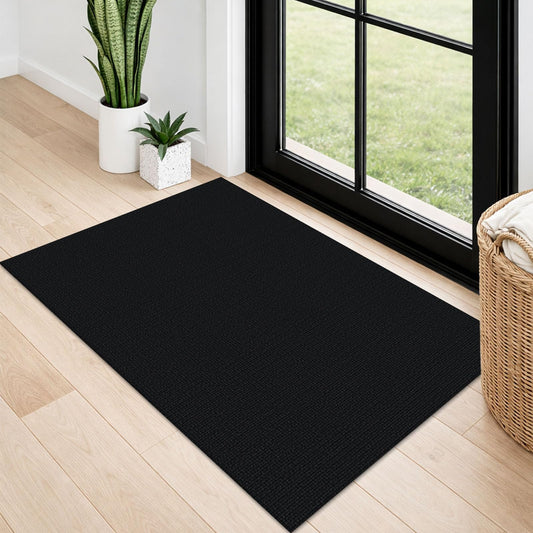 Lansny 2x3 Washable Area Rug Small Braided Cotton Entryway Rug with Non Slip Backing Kitchen Rugs Indoor Door Mat for Entrance Bathroom Foyer, Black
