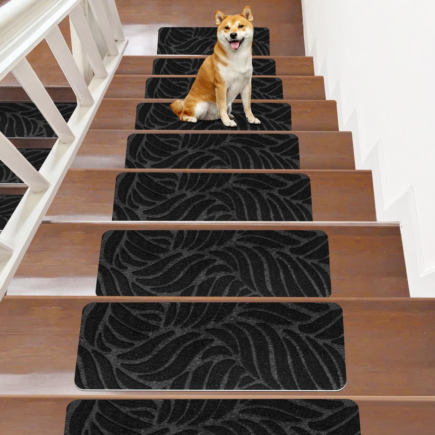 JAYFAN Non-Slip Stair Treads Mat Carpet for Wooden Steps(7/15 Pack), 21.6 x 7.4IN Self-Adhesive, Safety Indoor Stair Runner Mats, Anti Slip Stair Treads for Kids Elders and Dogs Pets