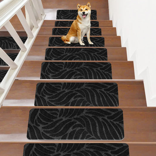 JAYFAN Non-Slip Stair Treads Mat Carpet for Wooden Steps(7/15 Pack), 21.6 x 7.4IN Self-Adhesive, Safety Indoor Stair Runner Mats, Anti Slip Stair Treads for Kids Elders and Dogs Pets