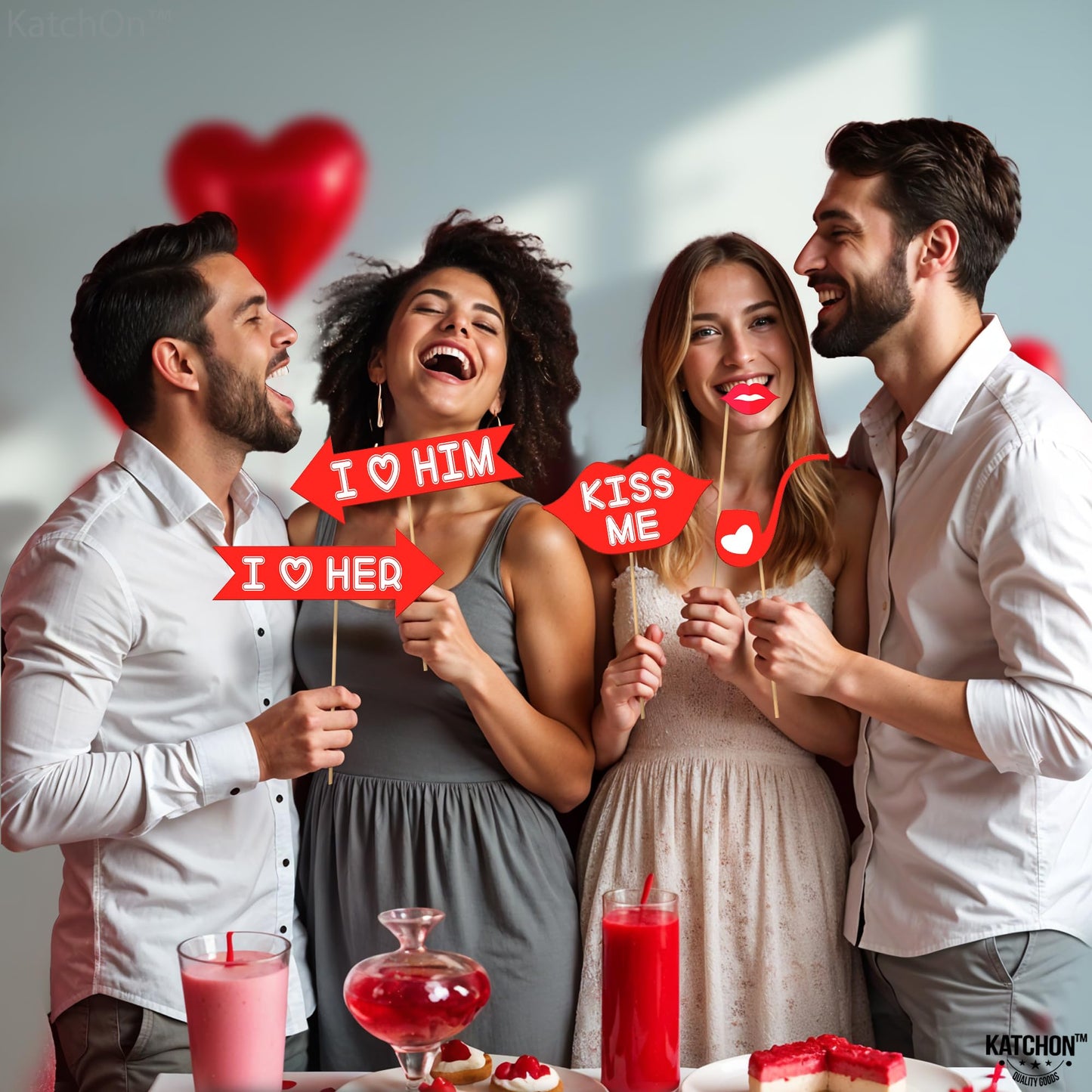 KatchOn, Red Valentines Photo Props - Pack of 30 | Valentines Day Photo Booth Props | Valentines Day Decorations | Valentine Day Props for Photography | Valentine Props for Valentine Day Décor