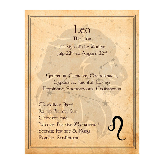 AMERICAN LUXURY GIFTS Leo The Lion Zodiac Constellation - Spiritual Horoscope Wall Art - Inspirational Home Office Bedroom Decor - 8x10 Unframed Print