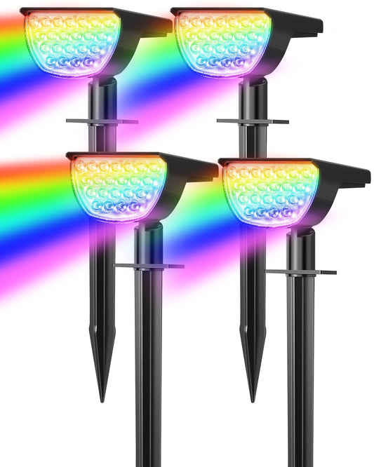GKGG Solar Multicolor Lights Waterproof IP65, 8 Lighting Modes Solar Spot Lights Outdoor Yard Garden Landscape Pathway Decorations (Multicolor, 4 Pack)