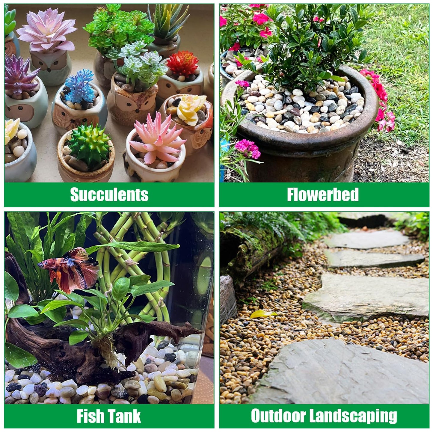 Rocks for Plants 5 Lbs, 0.8-1.5 Inch High Polished Pebbels, Decorative Stones for Garden Landscaping, Smooth Gravel Filler for Outdoor Plants, Succulents, Fish Tank and Vases