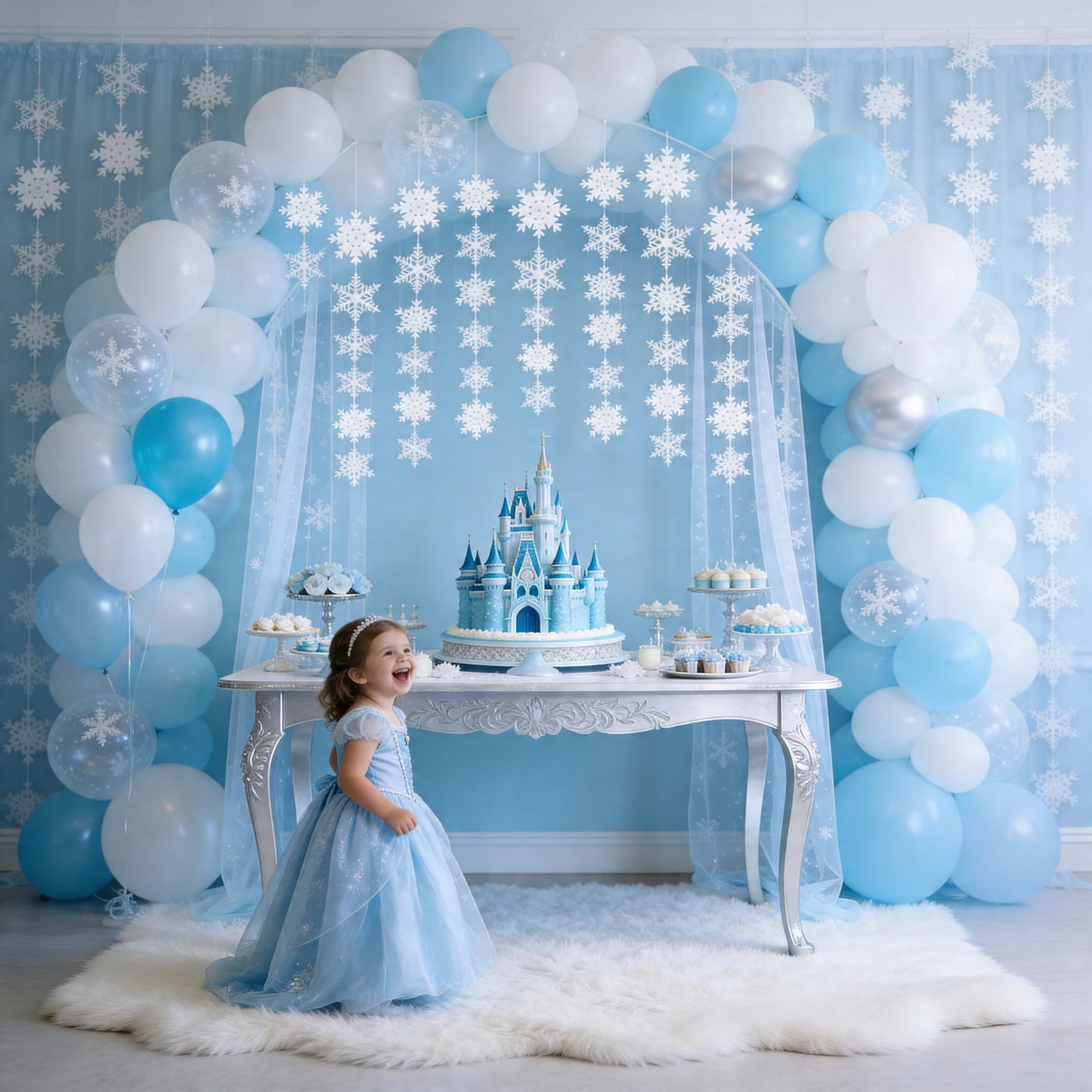 jollylife 12PCS Snowflake Garland Winter Party Wonderland Birthday Decorations - Christmas Snow Flake Streamers Strings Hanging Decor