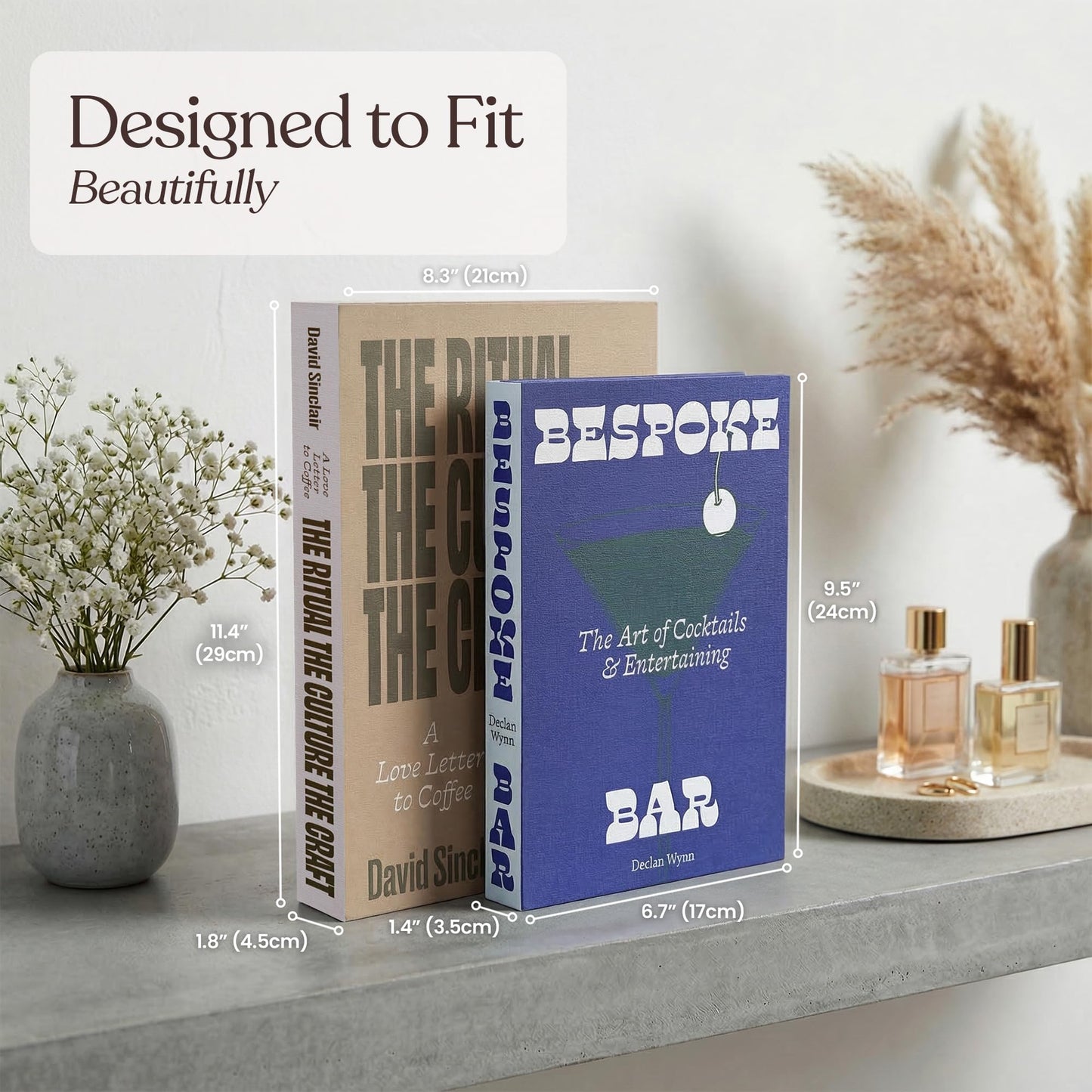 MESMOS Set of 2 Faux Decorative Coffee Table Books, Fake Book Storage Boxes for Home Decoration & Bookshelf Decor, Aesthetic Console Table Decor, Drinks Edition