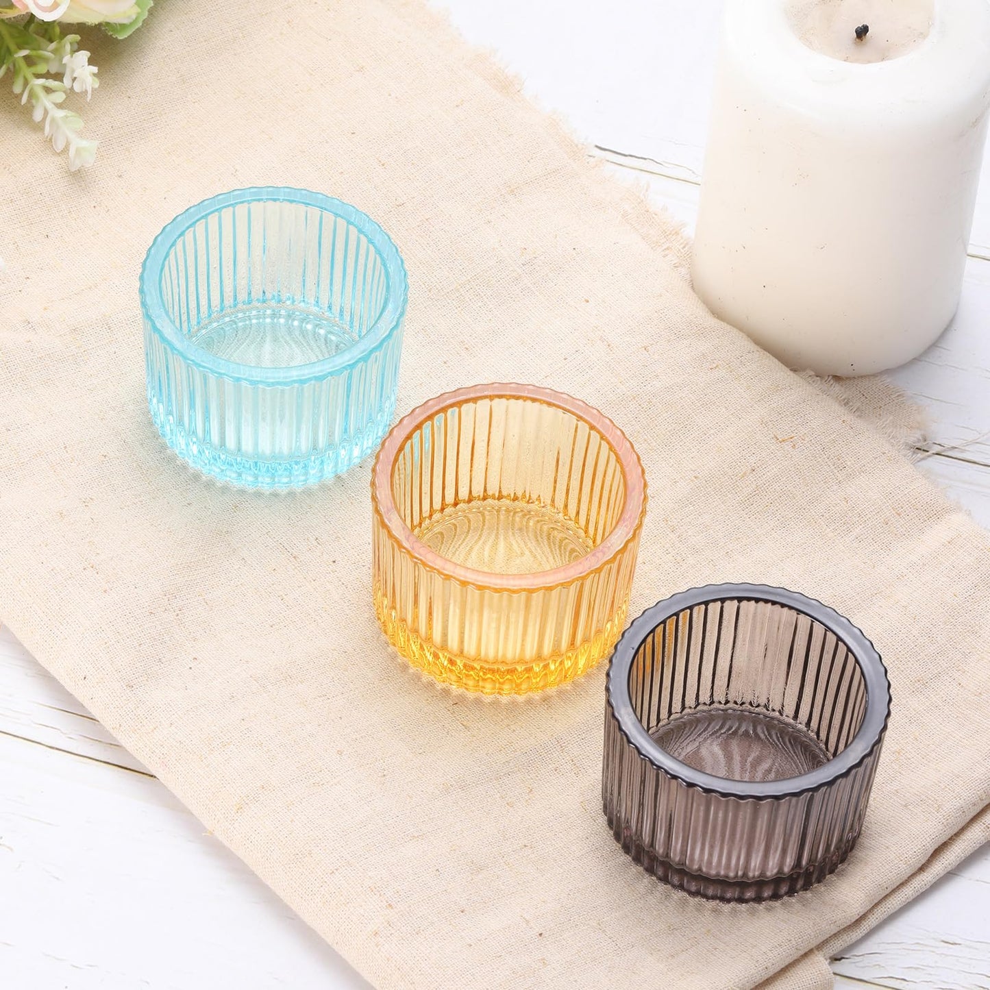 PATIKIL 2 Pcs Tealight Candle Holder, Tea Lights Candle Holder Glass Votive Candle Holders Glass Candle Holders for Table Centerpiece Decor Wedding Dinner Party, Green