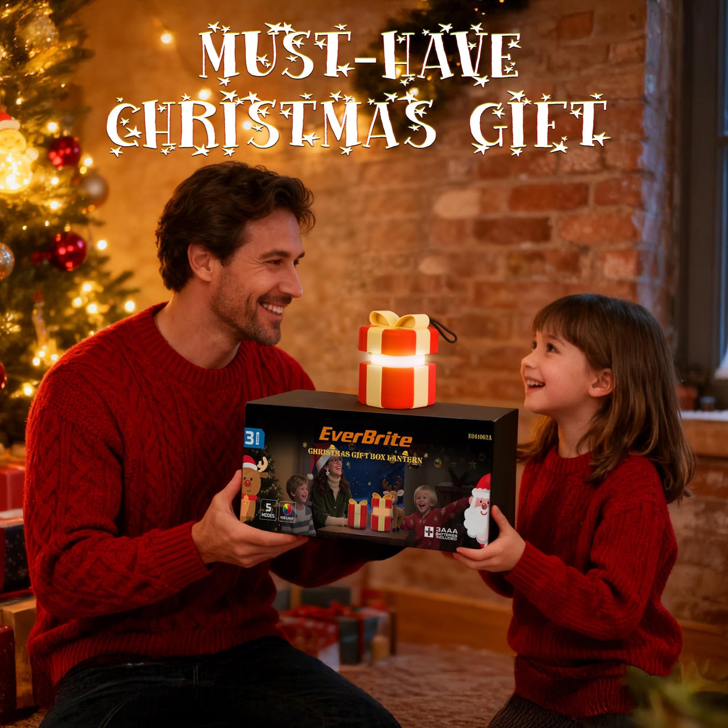 EverBrite Gift Box Lantern 3 Pack, 5 Light Modes Holiday Decoration Presents for Women and Men, AAA Batteries Contained Easter Gift, Fun Night Light Gifts for Kids Indoor & Outdoor