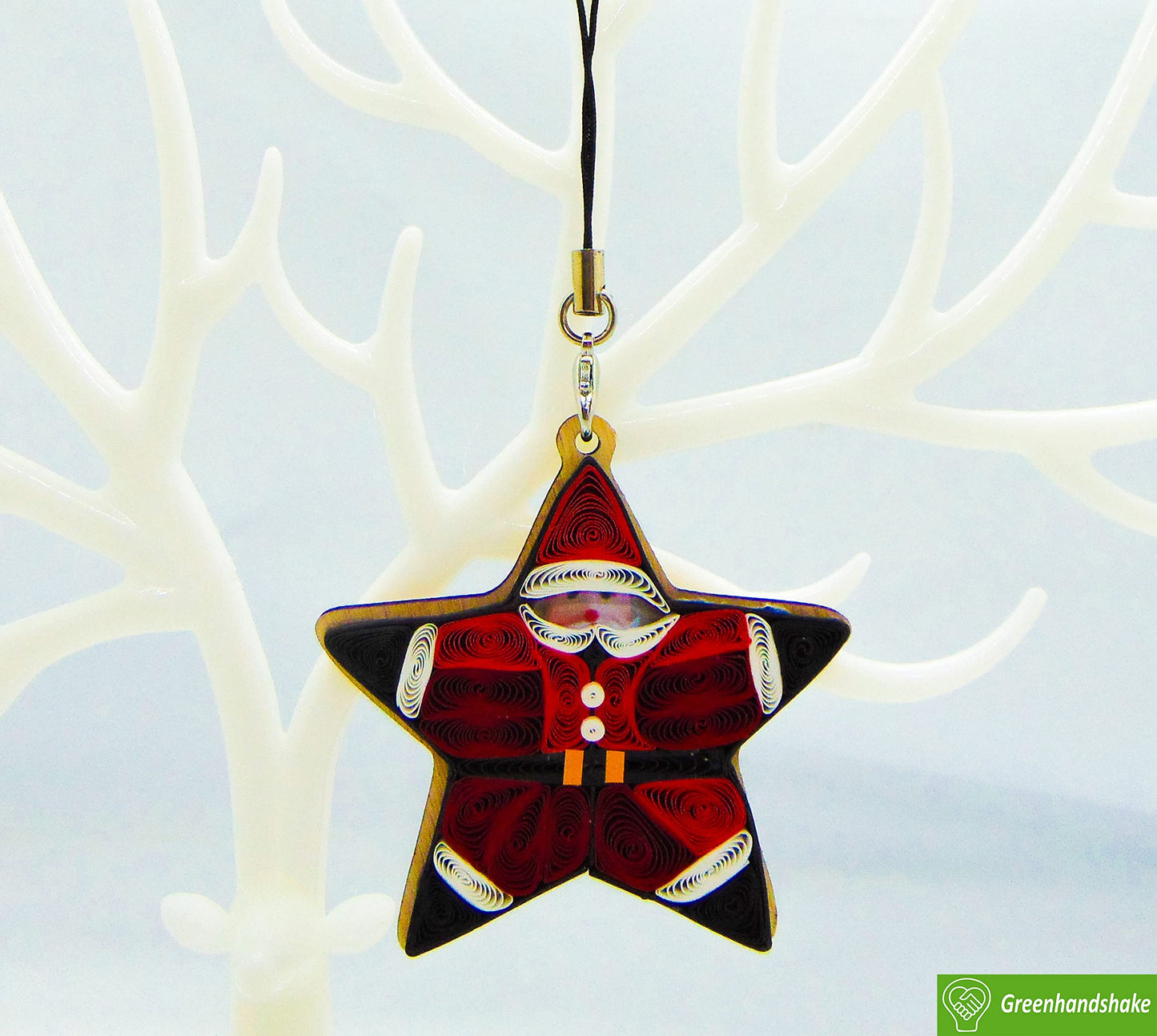Star Shaped Santa, Home Decorations Holiday Decor, Handmade Ornament, quilled Ornament, Handbag Backpack Bag Purse Mobile Phone Car Hanging Decorations by GREENHANDSHAKE