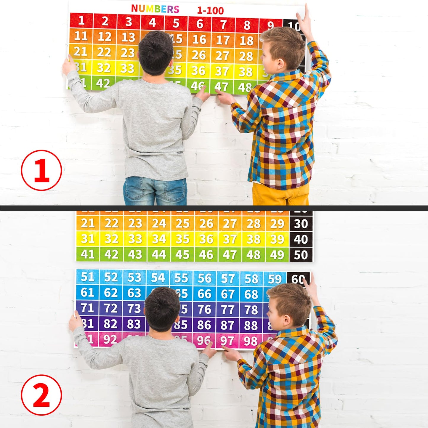 Numbers 1-100 Chart Bulletin Board Borders Classroom Decorations Educational Math Posters Learning Banner Tool Wall Door Decor Kindergarten School Office Home Teacher Supplies (Poster Fold Package)