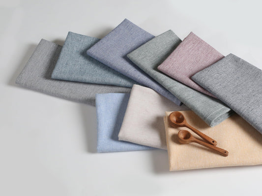 Native Fab Solid Cloth Napkin Set of 12, 100% Chambray Cotton, Washable, Reusable Dinner Cloth Napkin 17x17 inches, Table Decor Napkins for Dinner, Events, Sky Blue