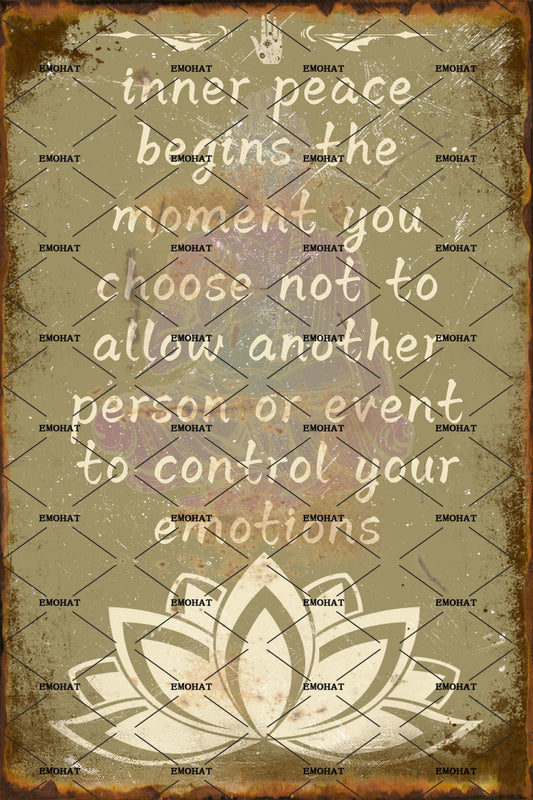 EMOHAT Metal Vintage Tin Signs Retro Meditation Lotus Flowers Zen Inspirational Yoga Quotes Metal Painting Home Decor Coffee Garage Kitchen Bathroom Metal Plaque Poster Wall Sign 8x12 Inch