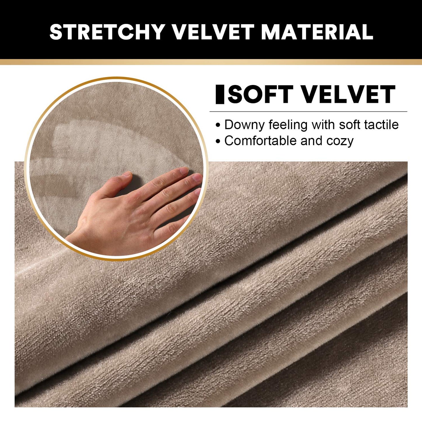 PrinceDeco 2 Pack Thick Velvet Stretch Armrest Covers for Chairs and Sofas Armchair Covers for Arms Couch Arm Cover Armrest Cover for Sofa Non Slip, Taupe