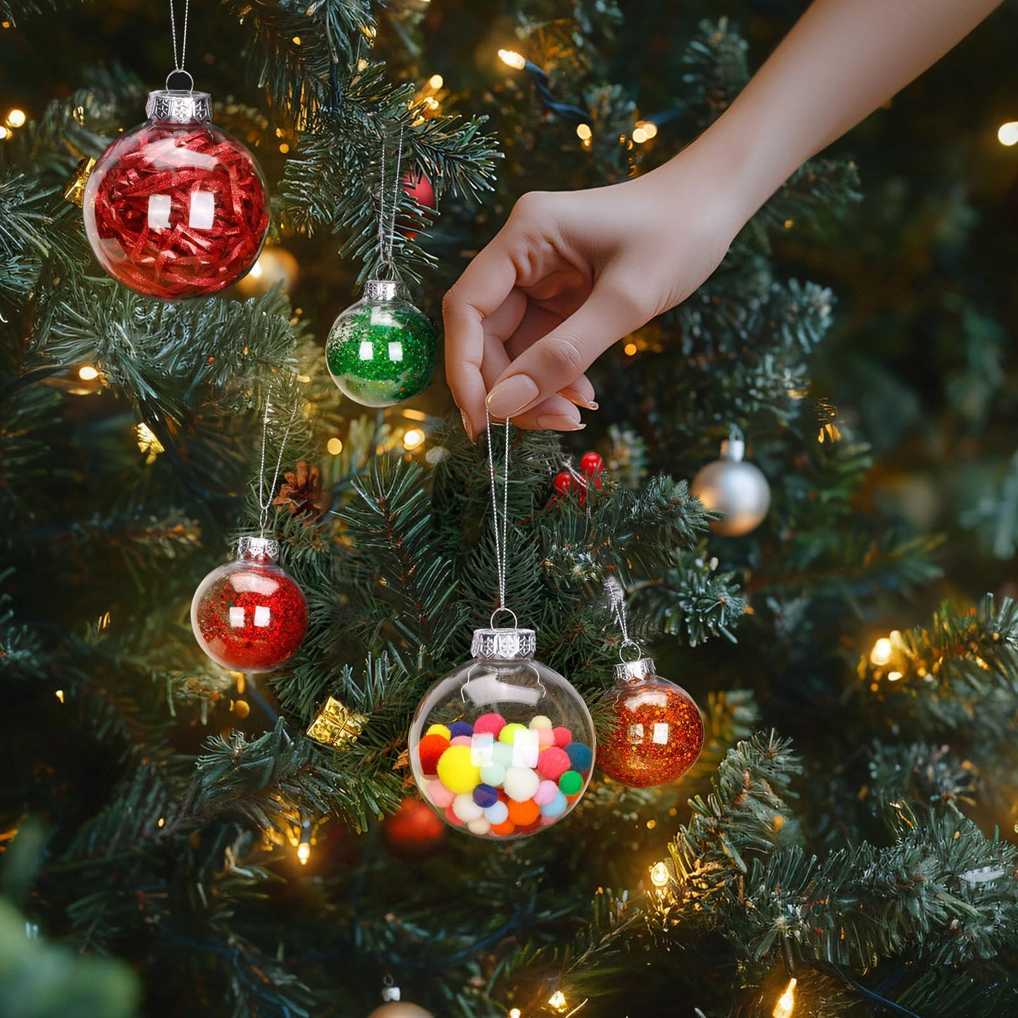 LYLYFAN 12 Pack Clear Plastic Fillable Ornament Ball 2.36''/60mm for Christmas,Holiday, Wedding,Party,Home Decor