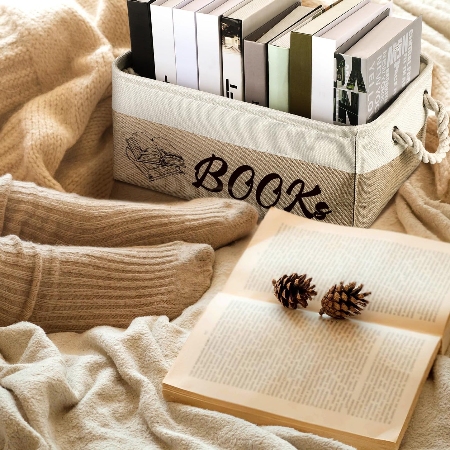 Marsui Book Lover Gifts Books themed Storage Basket Storage Bin Bookish Accessories Bookworm Gift for Club Members Student Teacher Reading Accessories