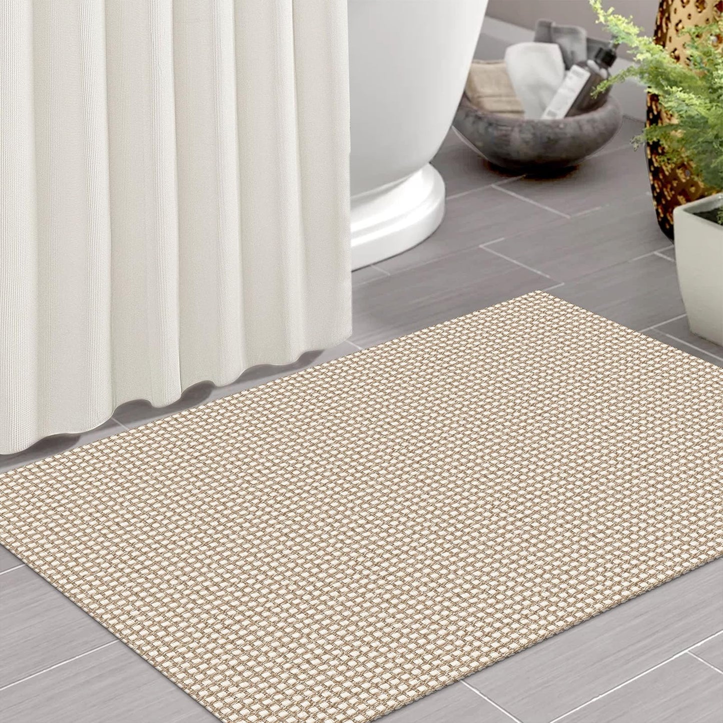 IOHOUZE Small Area Rug 2x3 Washable Woven Rugs for Entryway Non Slip Rubber Backed Front Door Rugs Indoor Doormat Throw Rug Floor Carpet for Entrance Kitchen, Beige/Khaki