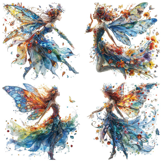 Amaonm 4PCS Removable 3D Dance Girl Wall Decal DIY Flying Butterfly Princess Girls Wall Stickers Peel and Stick Angel Elve Wall Art Decor for Kids Bedroom Nursery Decoration (66004)