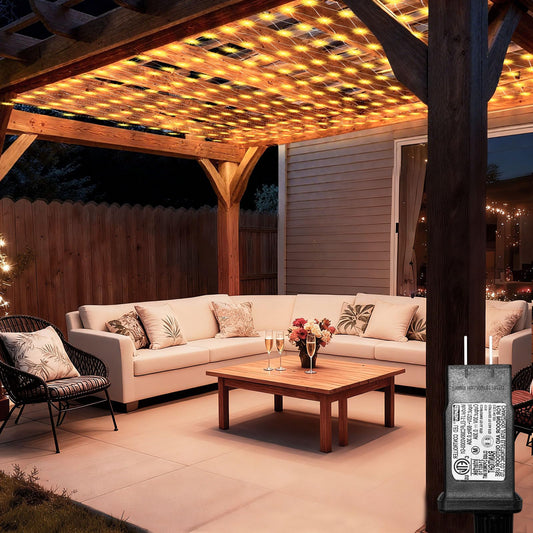 Lovelite 10ft x 10ft Net Lights, 280LED Gazebo Lights Outdoor 8 Modes Timer, Waterproof Connectable Christmas Light Clear Wire Large Size for Bushes Patio Pergolas Garden Holiday Party - Warm White