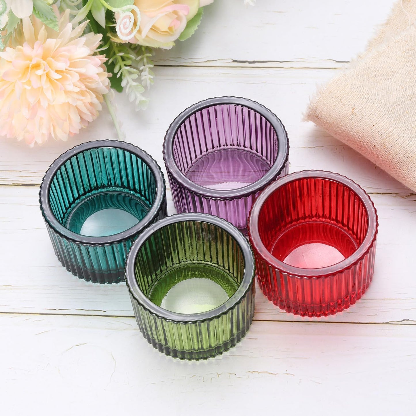PATIKIL 2 Pcs Tealight Candle Holder, Tea Lights Candle Holder Glass Votive Candle Holders Glass Candle Holders for Table Centerpiece Decor Wedding Dinner Party, Green