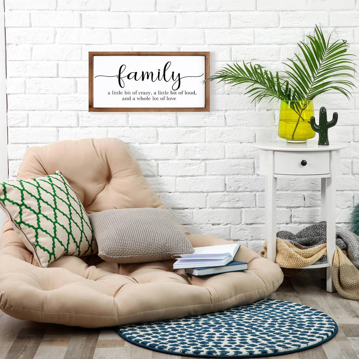 MODE HOME Family Sign for Home Decor, Farmhouse Family Wall Decor with Wood Frame for Wall, Kitchen, Living Room, Bathroom, Bedroom