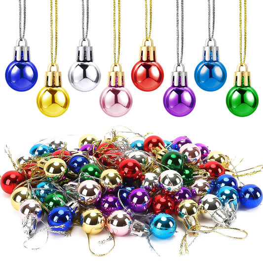 Jansun 60PCS Christmas Mini Balls Ornaments Multicolour Miniature Xmas Tree Hanging Decorations Small Vintage Glitter Balls for Holiday Party Outdoor Indoor DIY Craft Decor Supplies(Shiny Surface)