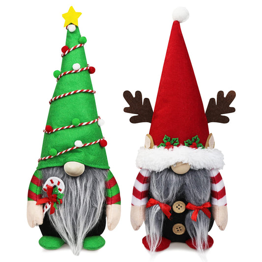 Tifeson Christmas Gnomes Decorations - Mr and Mrs Xmas Gnome Plush, Handmade Scandinavian Tomte for Home Table Tiered Tray Holiday Decor Gifts